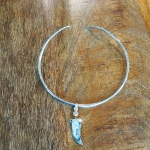 Structured Collar Necklace Giant Tooth Pendant